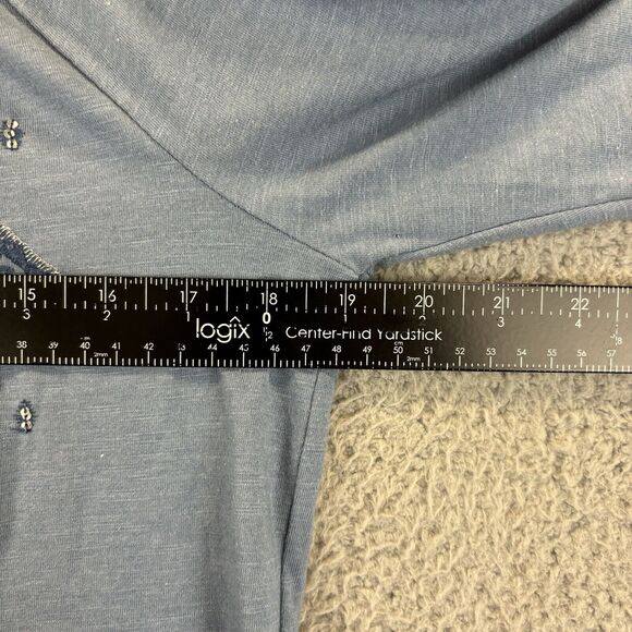 Chicos Embroidered Top Small Boho Beachy Bell Sleeve Keyhole Sequin Shirt Size 0 - Picture 5 of 8